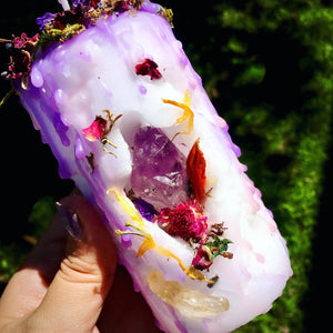 Custom Crafted Crystal Mini Spell Candle