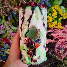 Load image into Gallery viewer, Goblin Magic Candle with Green Calcite & Amethyst