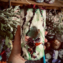 Load image into Gallery viewer, Goblin Magic Candle with Green Calcite & Amethyst