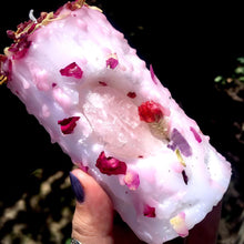 Load image into Gallery viewer, Pink Sunshine Mini Spell Candle with Rose Quartz