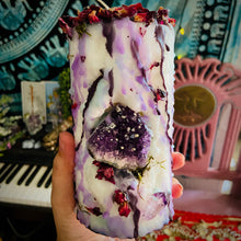Load image into Gallery viewer, Dark Fairy Magic Candle with Amethyst &amp; Clear Quartz
