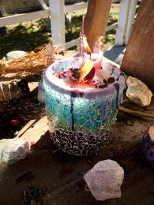Custom Hand-Poured Ritual Candle in Mosaic Votive