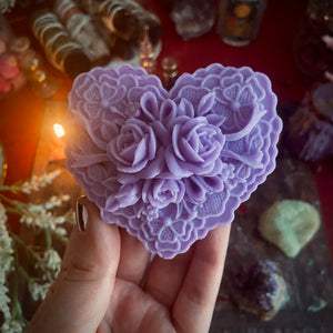 Lavender Sweetheart Soap with hand painted Gold Leafing