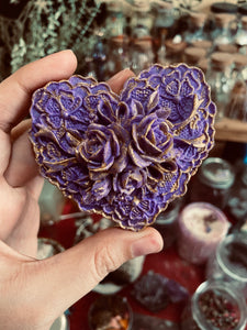 Lavender Sweetheart Soap with hand painted Gold Leafing