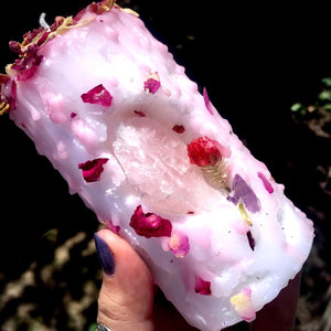 Pink Sunshine Mini Spell Candle with Rose Quartz